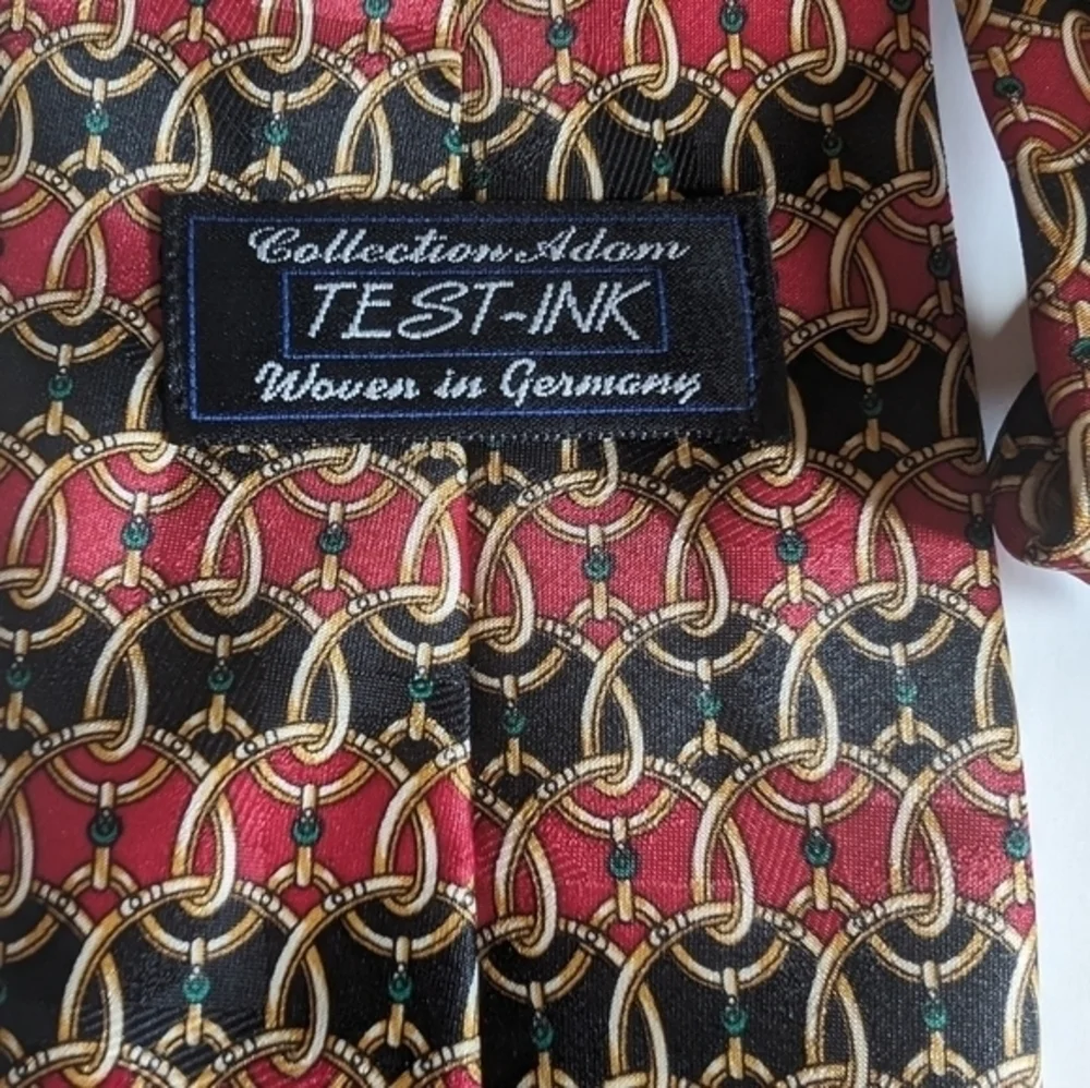 Men's Collection Adam Test Ink Luxury Red, Gold & Black Necktie‎